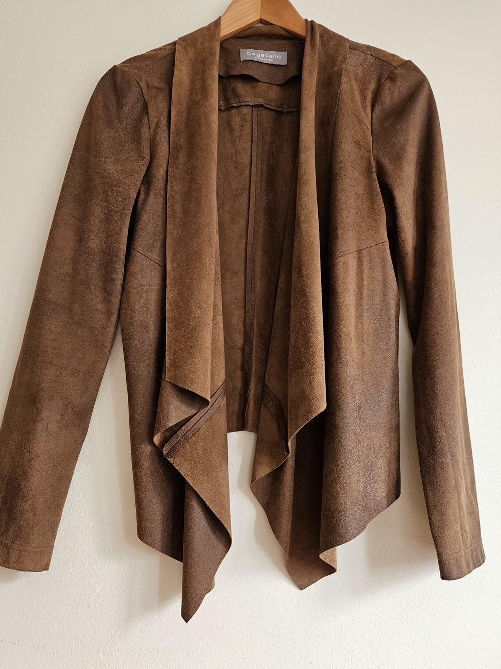 bagatelle Brown Suede Draped Open Jacket - Picture 9 of 10